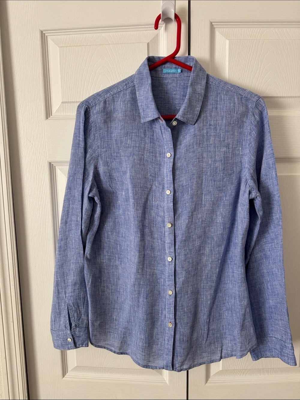J. McLaughlin Blue Linen-Blend Button Down Shirt
